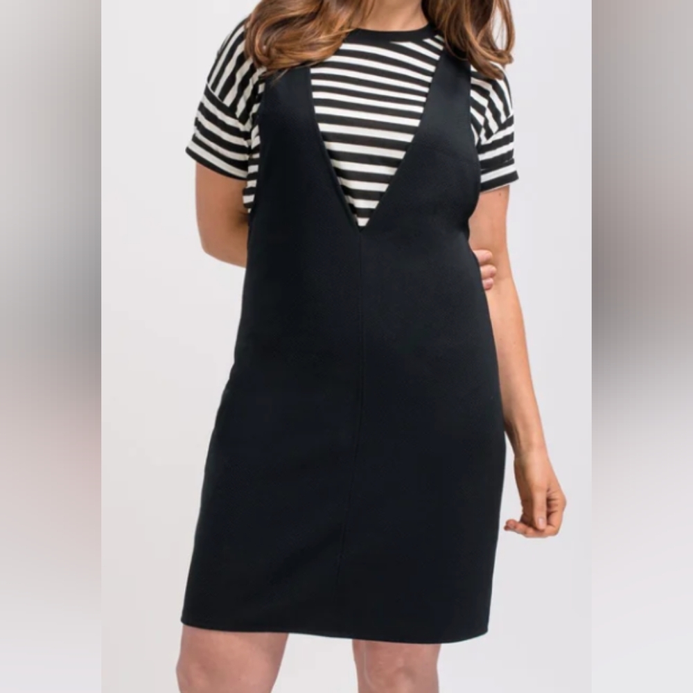 Deep V-neck Black Maternity and post-partum dress